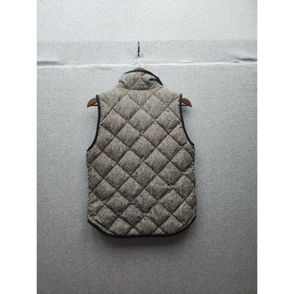 J.Crew Womens Quilted Puffer Vest 60% Down Black & White Herringbone Pattern S - Picture 8 of 9